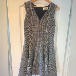 Chic Black and White Plaid Mini Dress